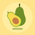 Fresh avocado vector png for icon and clipart in yellow background fruits