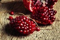 Fresh azerbaijan pomegranate, still life in rustic style, vintag Royalty Free Stock Photo