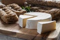 Fresh backed bread with brie cheese Royalty Free Stock Photo