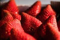 Fresh background detail of a strawberry box. Healthy food concept Royalty Free Stock Photo