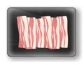 Fresh bacon in transparent plastic package. Meat on plastic trays or vacuum wrap container Royalty Free Stock Photo