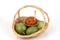 Fresh bael and candy bael, fruit of Thailand. Royalty Free Stock Photo