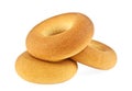 Fresh bagels isolated on white background Royalty Free Stock Photo