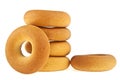 Fresh bagels isolated on white background Royalty Free Stock Photo