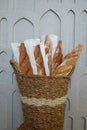 Fresh baguette bread in a basket Royalty Free Stock Photo