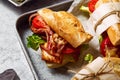 Fresh baguette sandwich bahn-mi styled Royalty Free Stock Photo