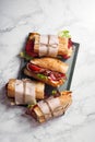 Fresh baguette sandwich bahn-mi styled Royalty Free Stock Photo