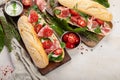 Fresh baguette sandwiches Royalty Free Stock Photo