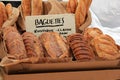 Fresh baguettes and bread on display at market Royalty Free Stock Photo