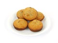 Fresh baked bran muffins on white plate Royalty Free Stock Photo