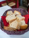 Fresh baked bread in the basket for breakfast Royalty Free Stock Photo