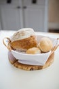 Fresh Baked Bread And Loafs In A Wicker Basket