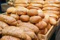 Fresh baked buns and loafs on a market Royalty Free Stock Photo