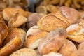 Fresh baked buns and loafs on a market Royalty Free Stock Photo