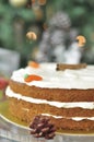 Fresh baked Carrot Cake with Christmas decoration Royalty Free Stock Photo