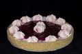 Fresh baked cherry pie with whipped cream decorations on top Royalty Free Stock Photo