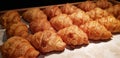 Fresh Baked Croissants. Warm Fresh Buttery Croissants and Rolls. French and American Croissants and Baked Pastries Royalty Free Stock Photo