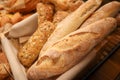Fresh baked french breads in the chinese bakery Royalty Free Stock Photo