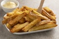 Fresh baked French peel potato friesand mayonnaise
