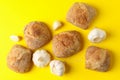 Fresh baked garlic buns on yellow background Royalty Free Stock Photo