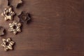 Fresh baked homemade star-shaped cookie with chocolate on the wooden table, copy space Royalty Free Stock Photo