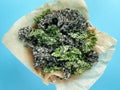 Fresh baked kale chips, perfect snack with cashew nuts and hemp seeds Royalty Free Stock Photo