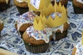 Fresh baked king & queen muffins Royalty Free Stock Photo