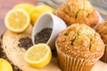 Fresh baked lemon poppyseed muffins Royalty Free Stock Photo