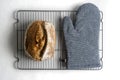 Fresh baked loaf of homemade sourdough bread Royalty Free Stock Photo