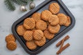 Fresh baked peanut butter christmas cookies Royalty Free Stock Photo