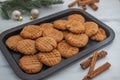 Fresh baked peanut butter cookies on a table Royalty Free Stock Photo