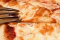 Fresh baked pizza Margherita Mozzarella cheese - background, wallpaper, macro texture . Royalty Free Stock Photo