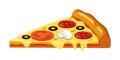 Fresh baked pizza slice vector illustration