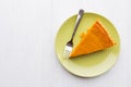 Fresh baked pumpkin pie slice