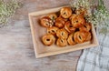 Fresh baked raisin buns for lunch Royalty Free Stock Photo