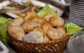 Fresh baked rolls in a basket