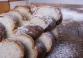 Fresh baked sweet raisen bread with sugar
