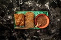 Fresh baked wholegrain rolls with seeds and ears of rye or wheat grain. healthy eating concept and weight loss Royalty Free Stock Photo