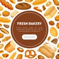 Fresh Bakery Banner Design with Baked Pastry Vector Template Royalty Free Stock Photo