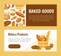 Fresh Bakery Banner Design with Baked Pastry Vector Template Royalty Free Stock Photo
