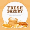 Fresh Bakery Banner Design with Baked Pastry Vector Template Royalty Free Stock Photo