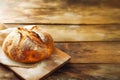 Fresh Bakery Bread on a Wooden Table with copy space Royalty Free Stock Photo