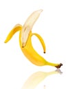 Fresh banana cleared of a peel isolated on a white Royalty Free Stock Photo