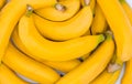 Fresh banana yellow background,Closeup of a bundle of bananas