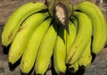 fresh bananas on a wooden table Royalty Free Stock Photo