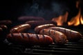 Fresh barbecued sausages on the grill. Generative ai Royalty Free Stock Photo