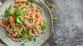 Fresh Basil Tomato Whole Wheat Spaghetti on Rustic Table