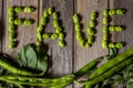 Fresh bean pods..The broad bean is a species of flowering plant in the Fabaceae family of peas and beans. In young plants the Royalty Free Stock Photo