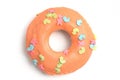 Fresh and beautiful donut orange on white background