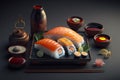 Fresh Beautiful Sushi Setup with Salmon Maki